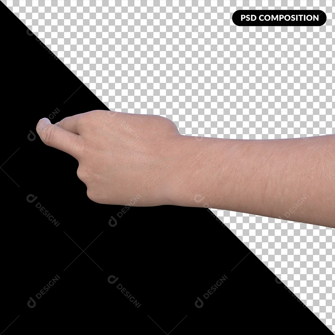 Libras Mão Fazendo Gesto Elemento 3D para Composição PSD