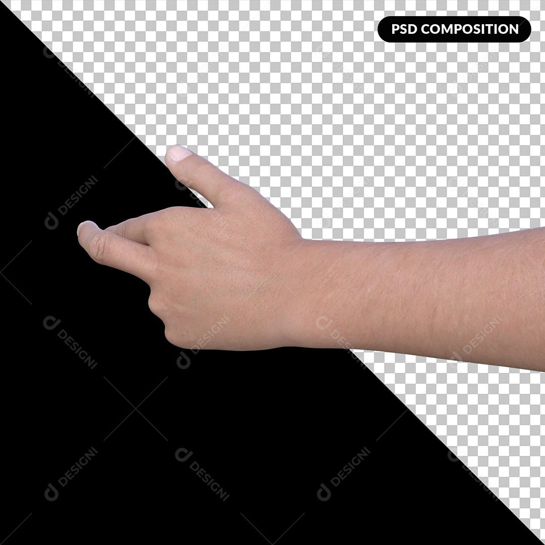 Elemento 3D Libras Mão Fazendo Gesto para Composição PSD