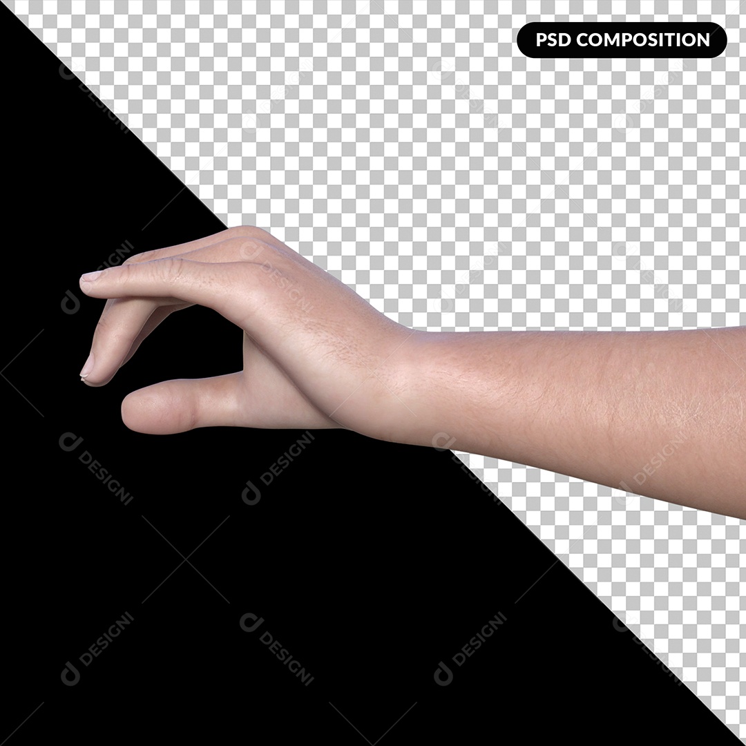 3D Libras Hand Making Gesture Element for PSD Composition