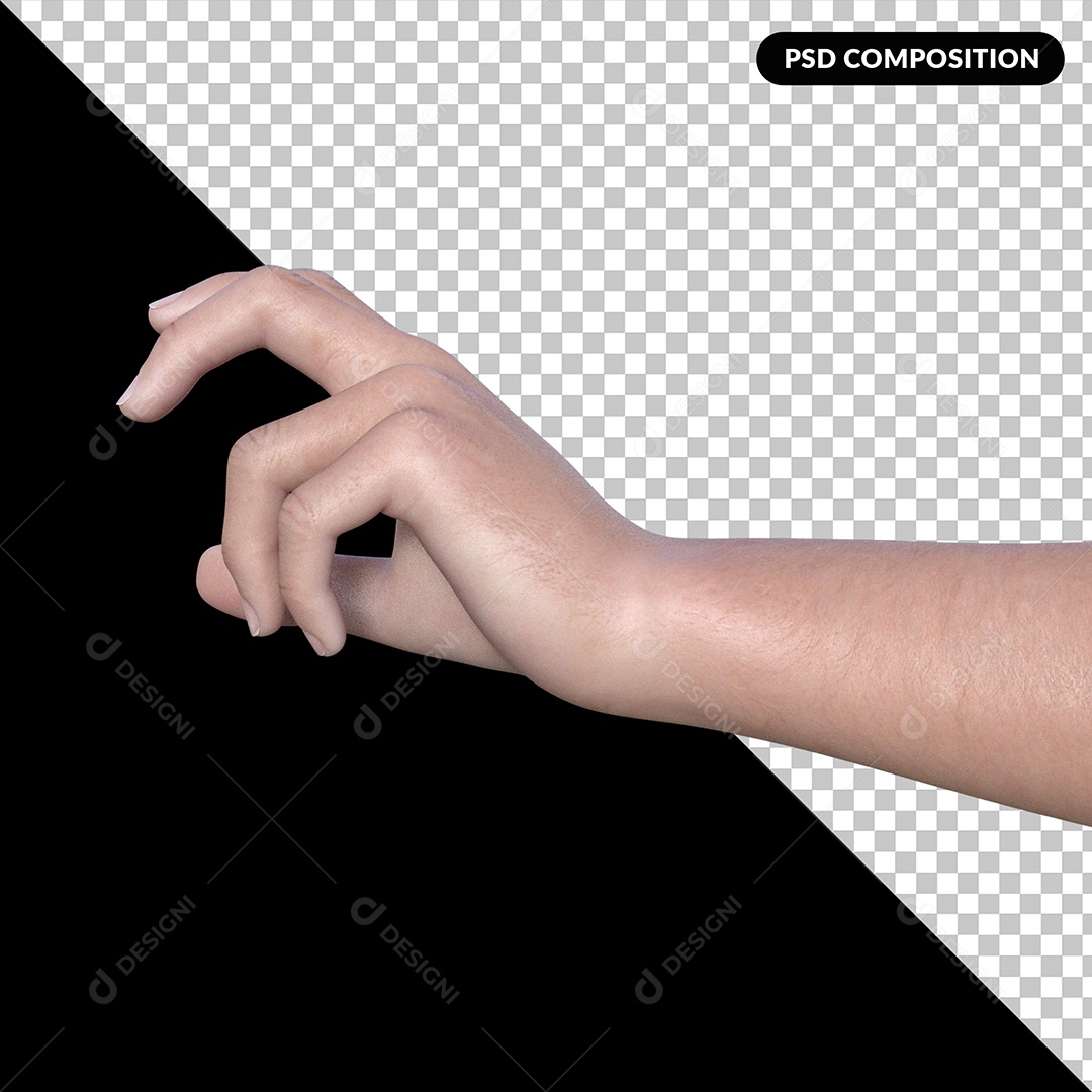 Libras Mão Fazendo Gesto Elemento 3D para Composição PSD