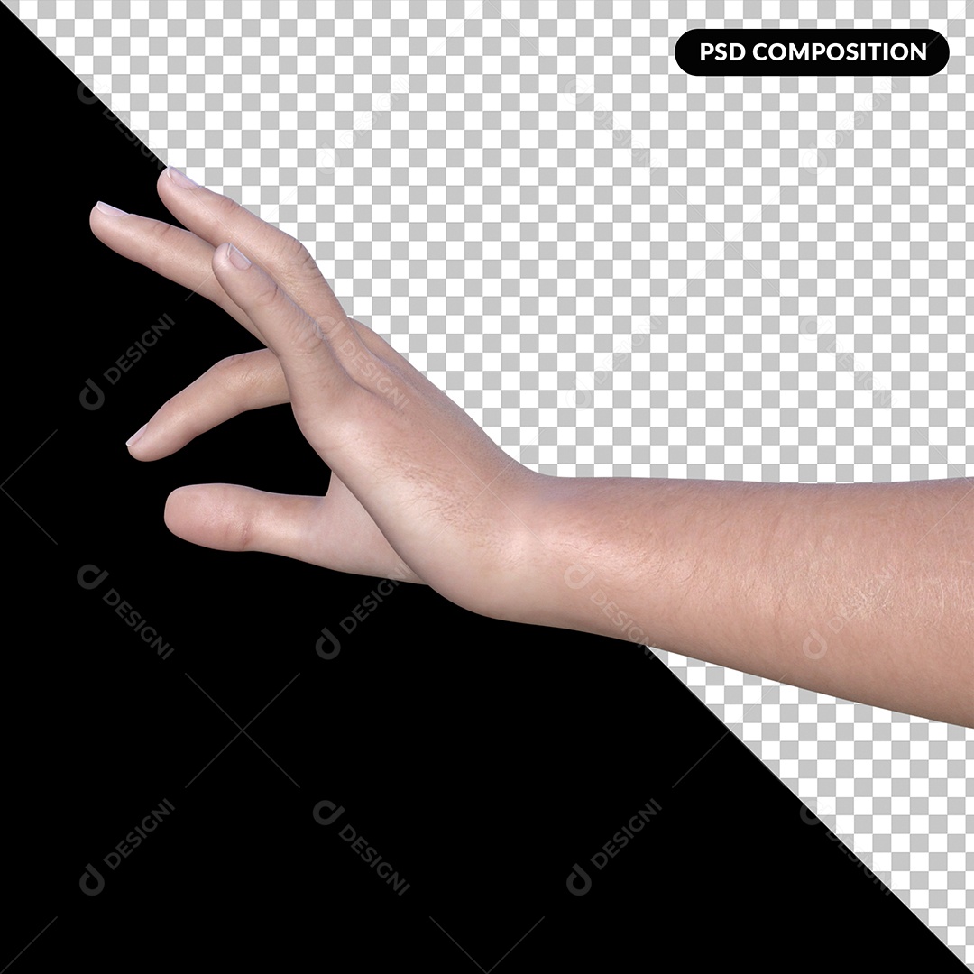 Libras Mão Fazendo Gesto Elemento 3D para Composição PSD