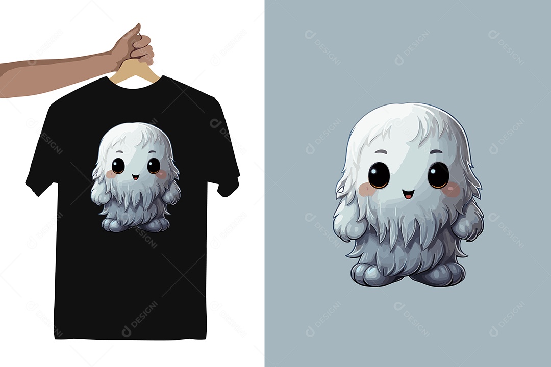 Modelo de Estampa de um Fantasma Personagem do Halloween Vetor EPS Editável