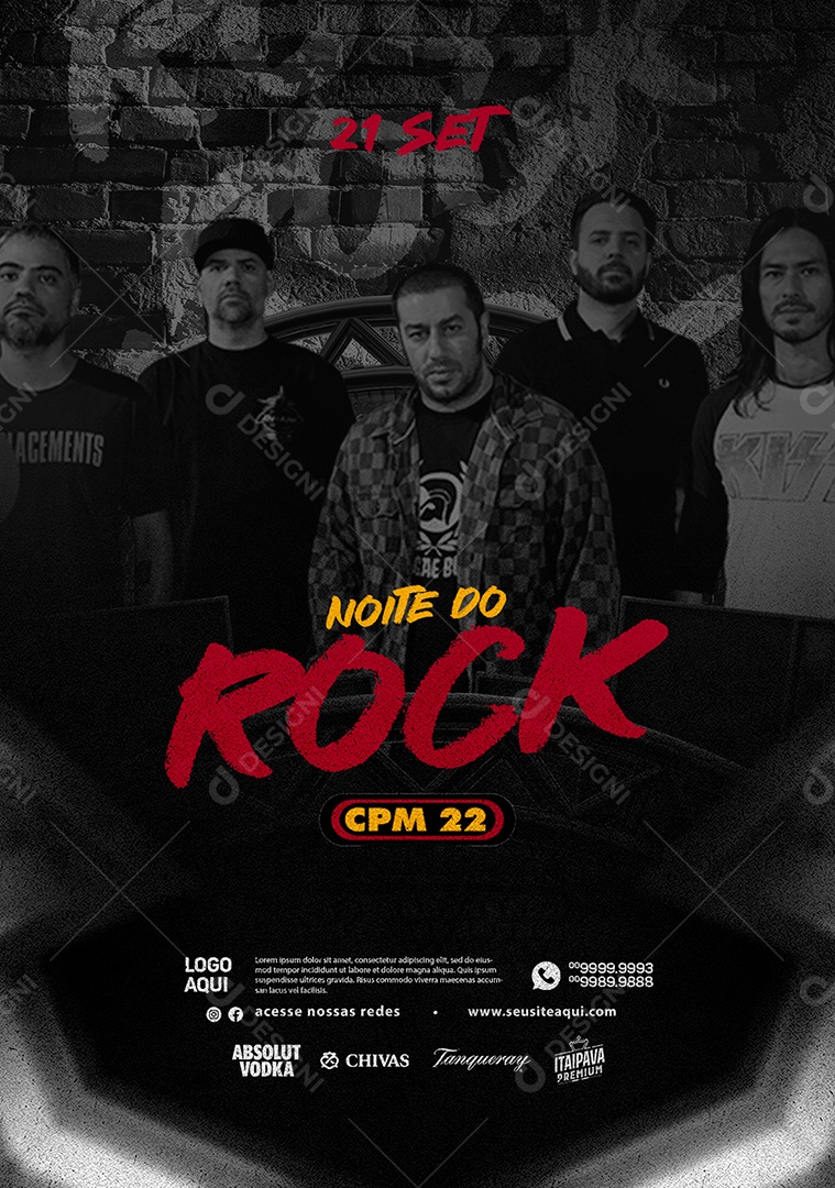 Flyer Noite Do Rock CPM 22 Social Media PSD Editável