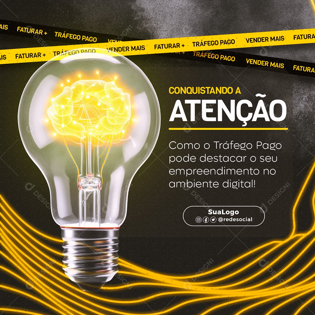 Social Media Conquistando a Atenção Ambiente Digital PSD Editável