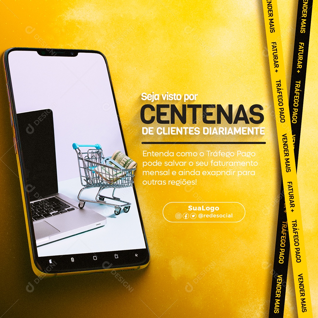 Seja Visto Por Centenas de Clientes Tráfego Pago Social Media PSD Editável