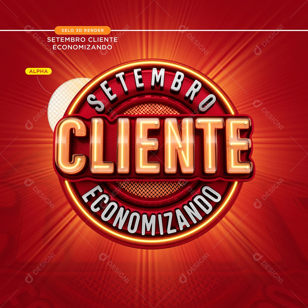 Selo 3D Setembro Cliente Economizando Para Composição PSD