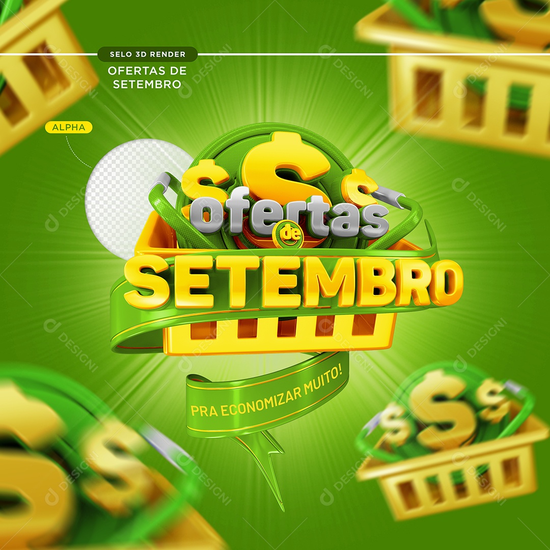 Selo 3D Ofertas De Setembro Supermercado Para Composição PSD