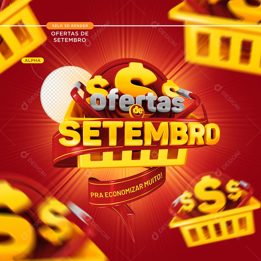 Selo 3D Ofertas De Setembro Para Composição PSD