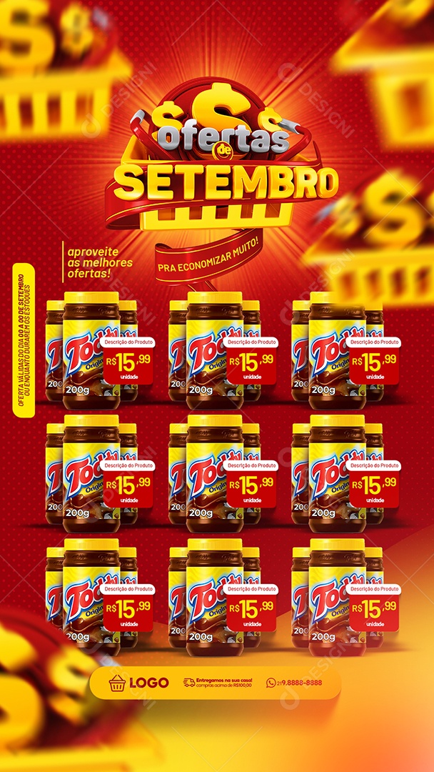Social Media Story Encarte Ofertas De Setembro Supermercado PSD Editável