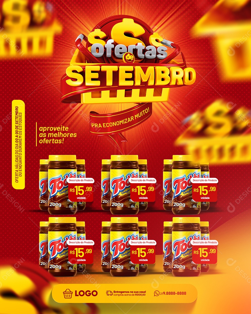 Ofertas De Setembro Encarte Supermercado Social Media PSD Editável