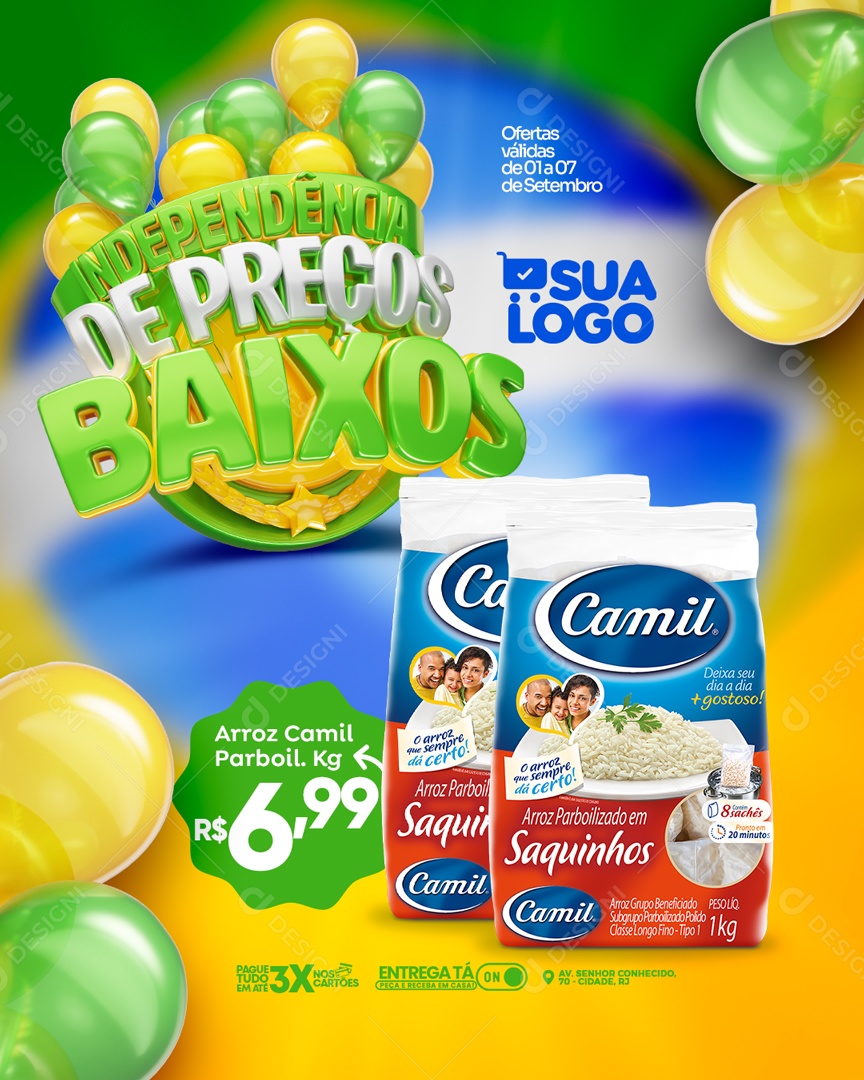Social Media Feed Independência de Preços Baixos Supermercado PSD Editável