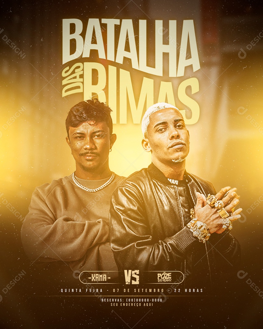 Social Media Flyer Batalha Das Rimas Xamã Vs Poze PSD Editável