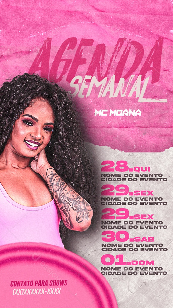 Social Media Flyer Story Agenda Semanal MC Moana PSD Editável
