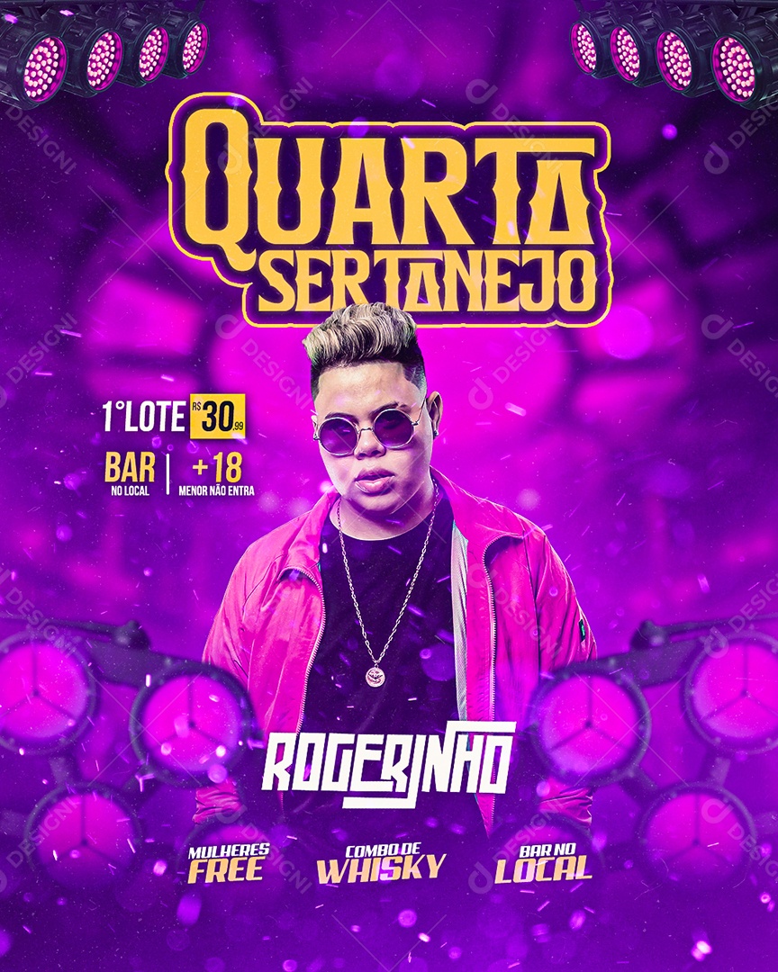 Flyer Quarta Sertanejo Rogerinho Social Media PSD Editável