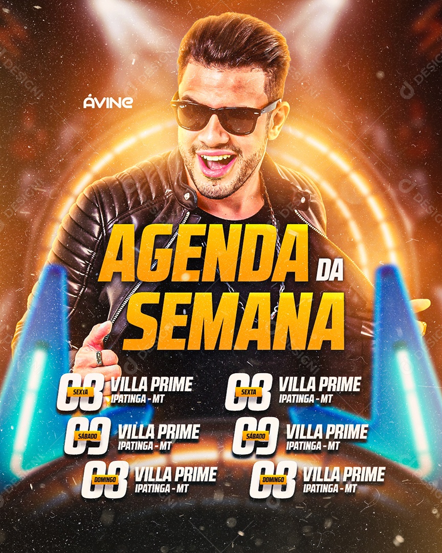 Flyer Ávine Vinny Agenda Da Semana Social Media PSD Editável
