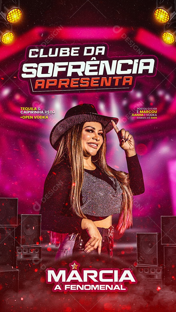 Story Flyer Clube Da Sofrência Presents Márcia A Phenomenal Editable Social Media PSD