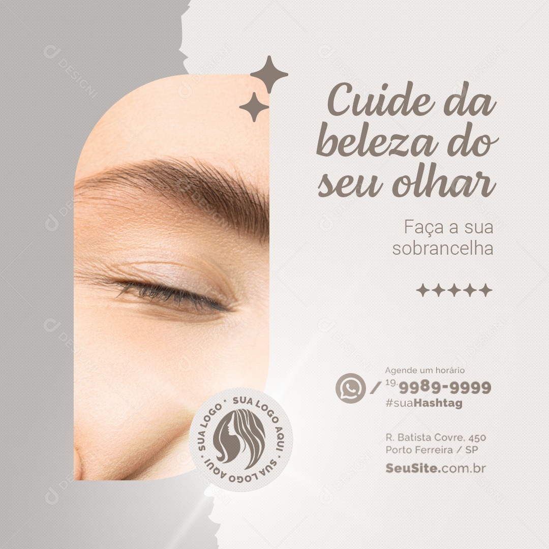 Clínica Estética Cuide da Beleza do seu Olhar Faça a sua Sombrancelha Social Media PSD Editável