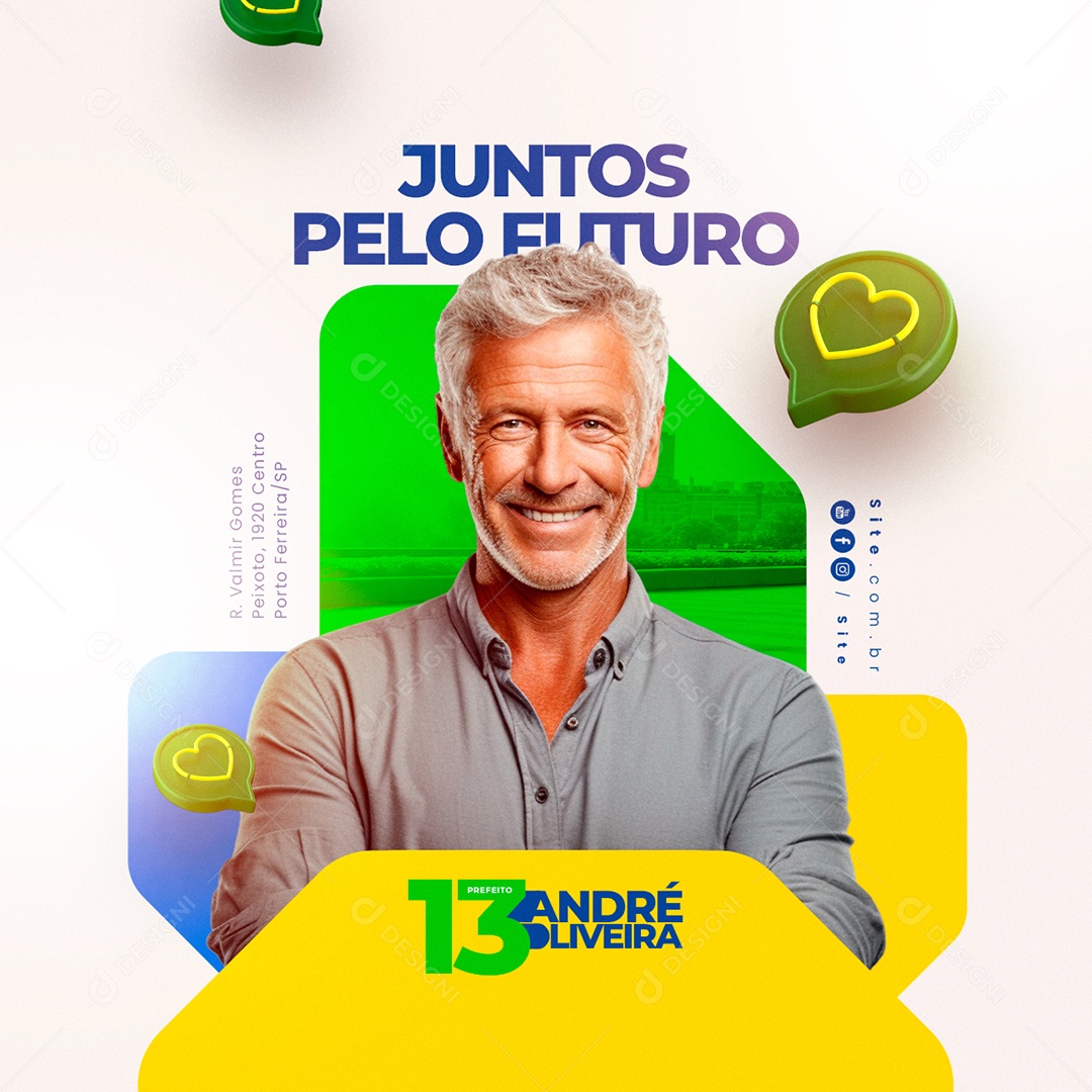 Política Juntos Pelo Futuro Prefeito André Oliveira Social Media PSD Editável