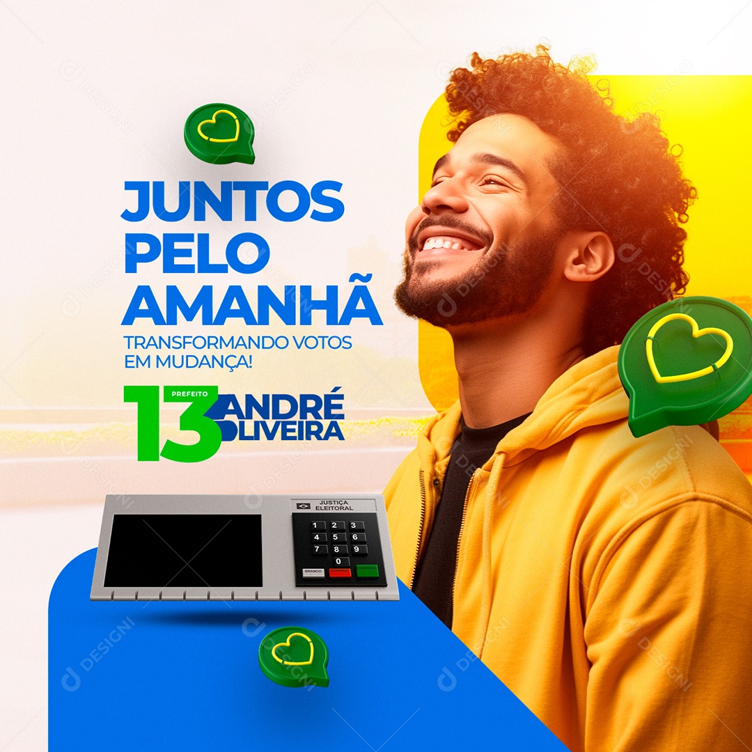 Política Juntos pelo Amanhã Transformando Votos em Mudança Social Media PSD Editável