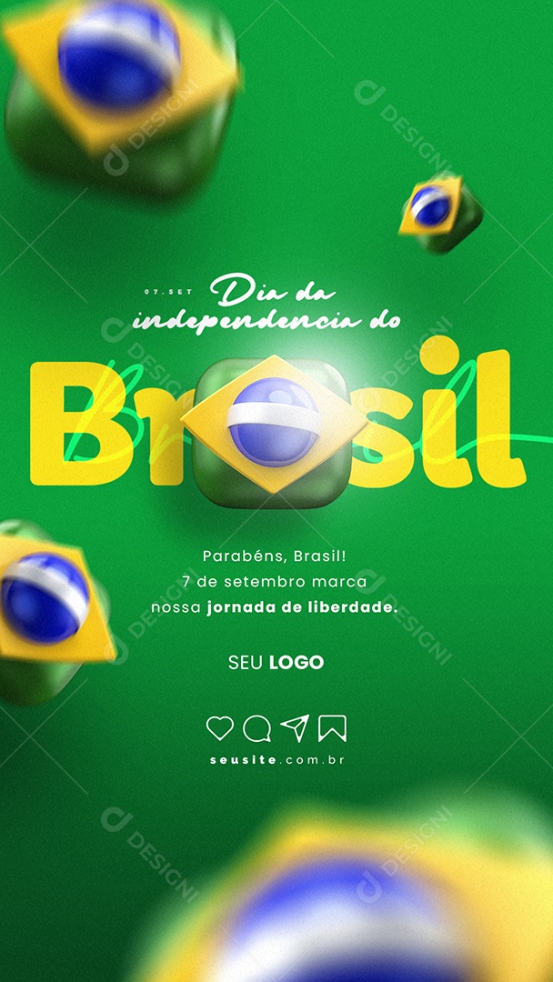 Story Dia da Independência do Brasil 7 De Setembro Parabéns Brasil Social Media PSD Editável
