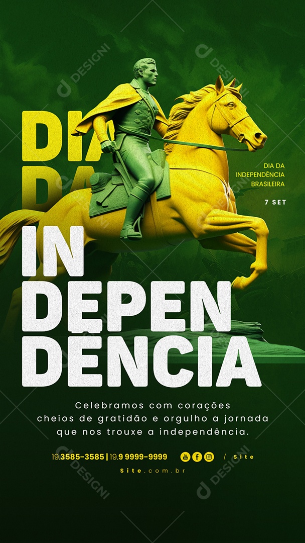 Story Dia da Independência do Brasil 07 De Setembro Celebramos com Corações Social Media PSD Editável