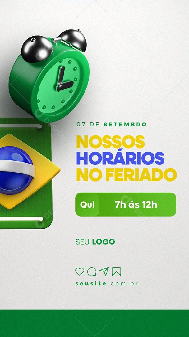 Story Nossos Horários no Feriado Dia Da Independência do Brasil Social Media PSD Editável
