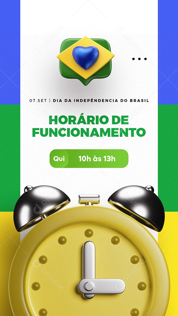 Story Horário de Funcionamento Dia Da Independência do Brasil Social Media PSD Editável