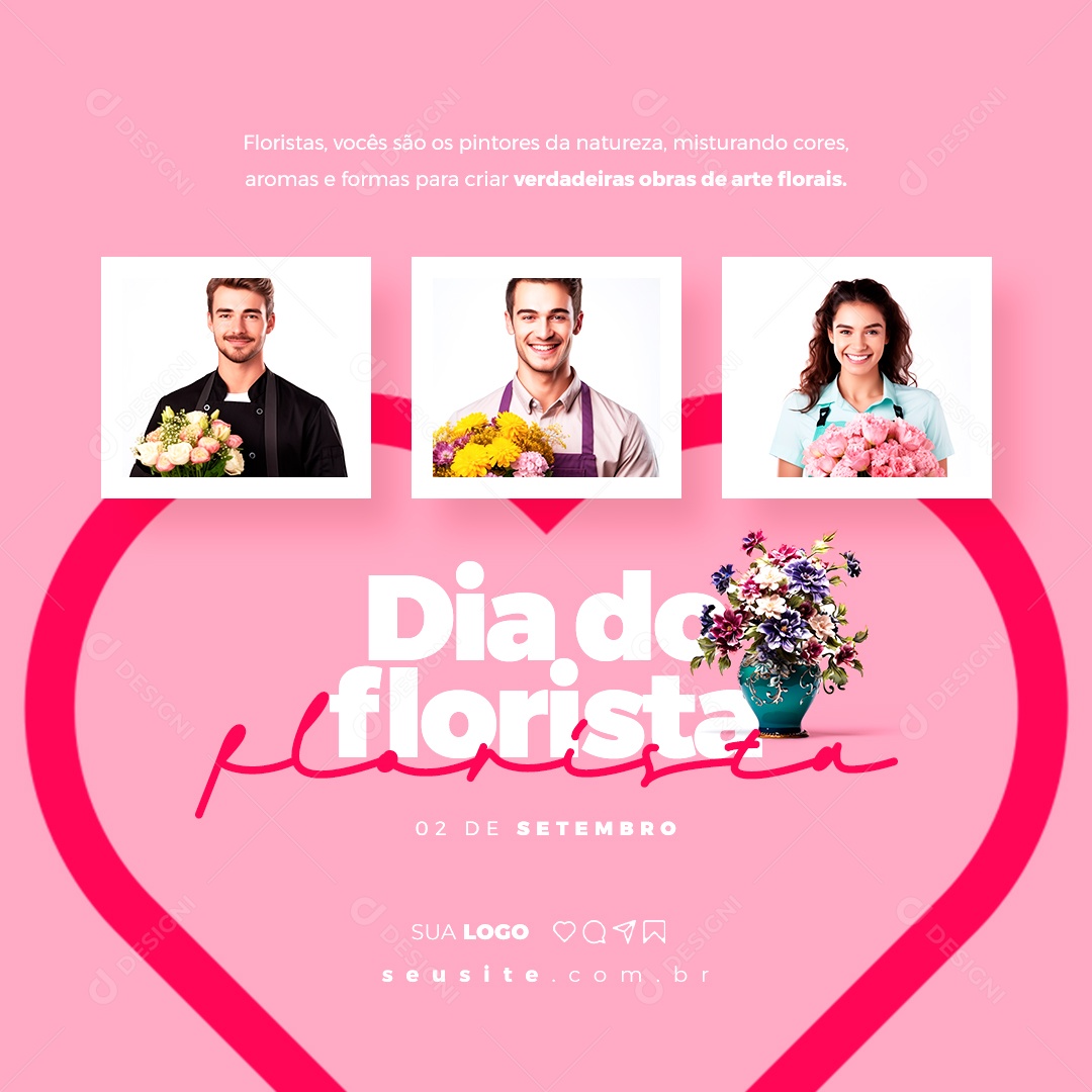 Dia do Florista Vocês são os Pintores da Natureza Misturando Cores Social Media PSD Editável