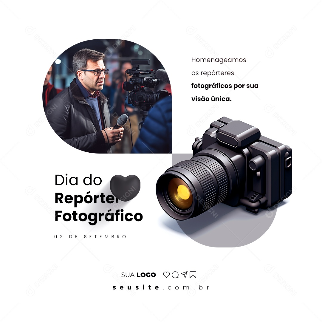 Dia do Repórter Fotográfico Parabéns por sua Visão Única Social Media PSD Editável