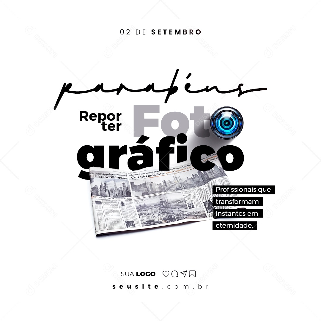 Dia do Repórter Fotográfico 02 de Setembro Social Media PSD Editável