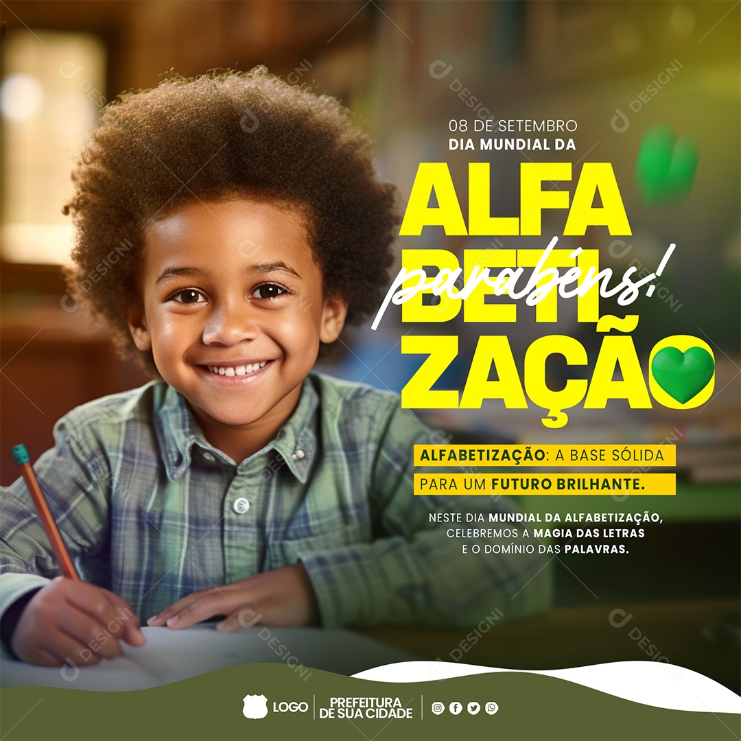 Social Media 08 De Setembro Dia Mundial Da Alfabetização PSD Editável