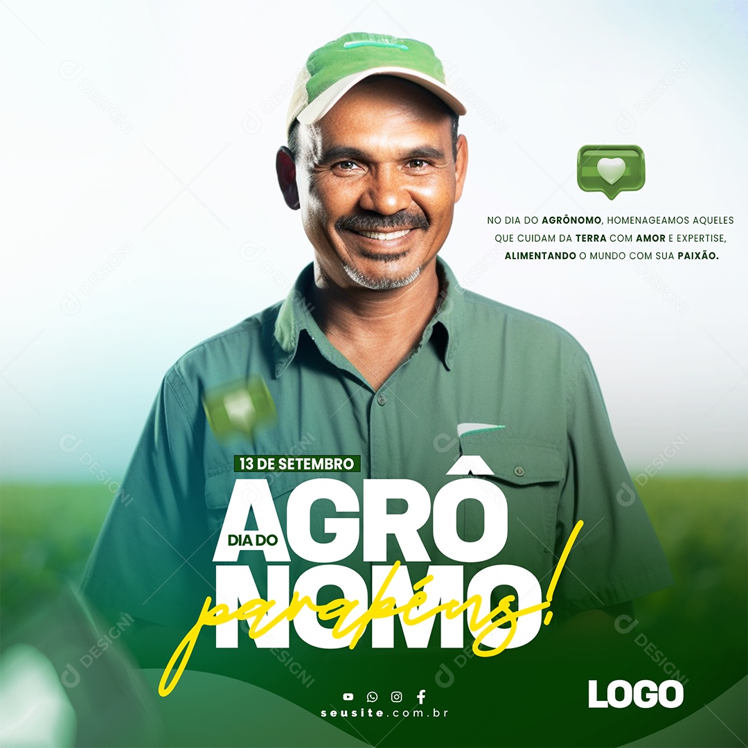 Cuidam da Terra Com Amor Dia Do Agrônomo Social Media PSD Editável
