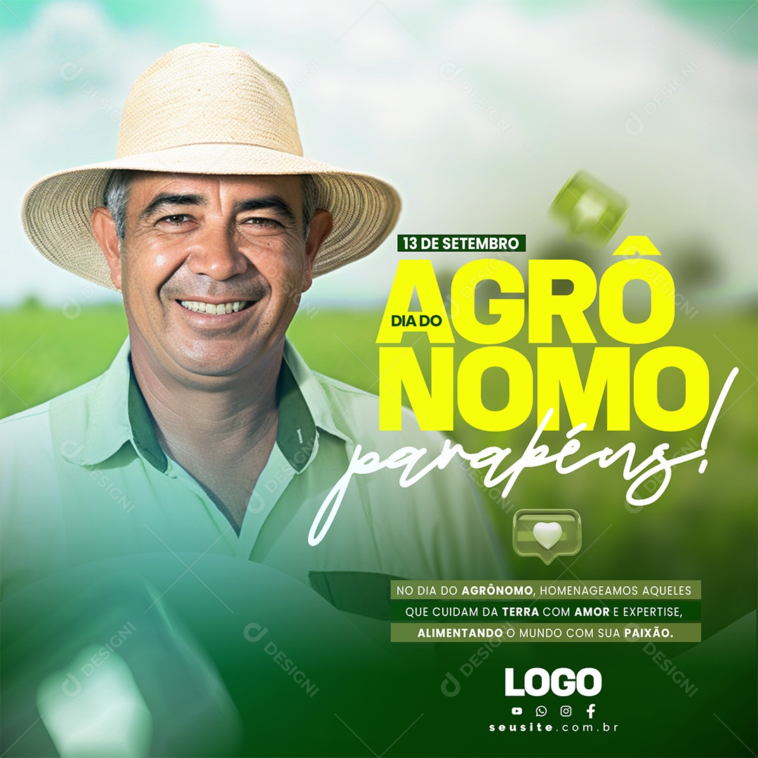 Dia Do Agrônomo Alimentando o Mundo Social Media PSD Editável