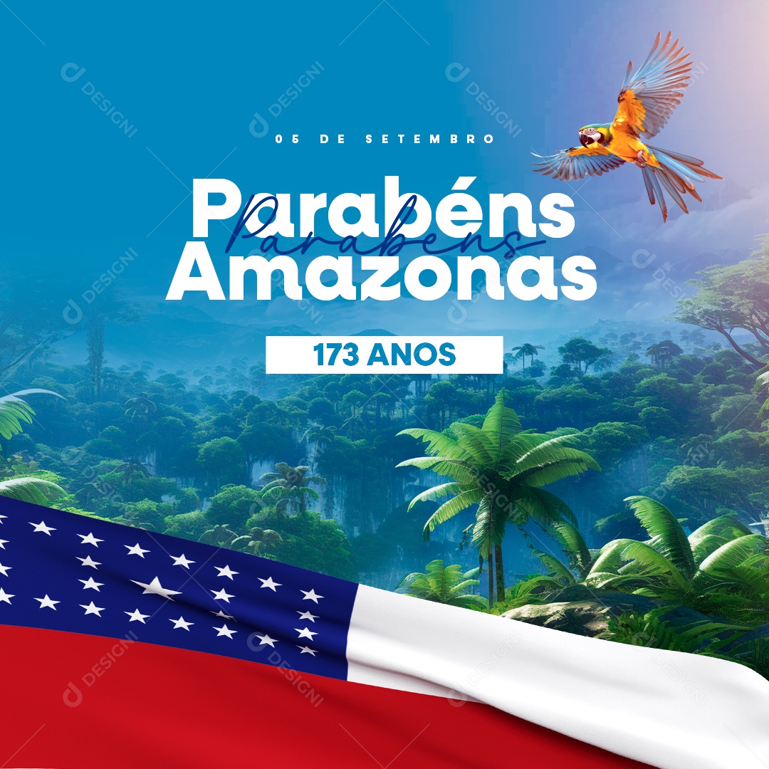 Parabéns Amazonas 05 de Setembro 173 Anos Social Media PSD Editável