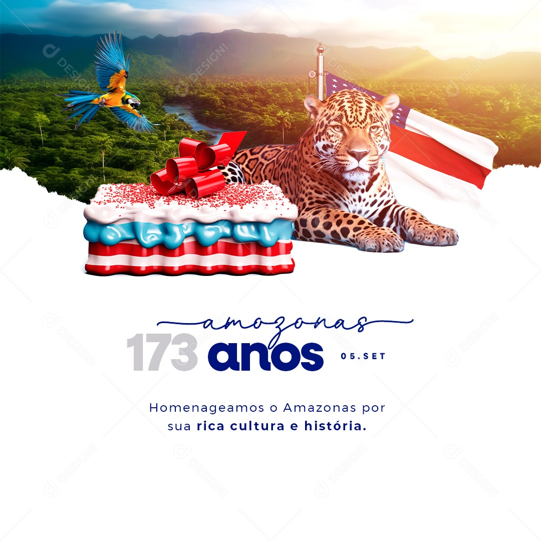 Parabéns Amazonas 05 de Setembro 173 Anos Social Media PSD Editável