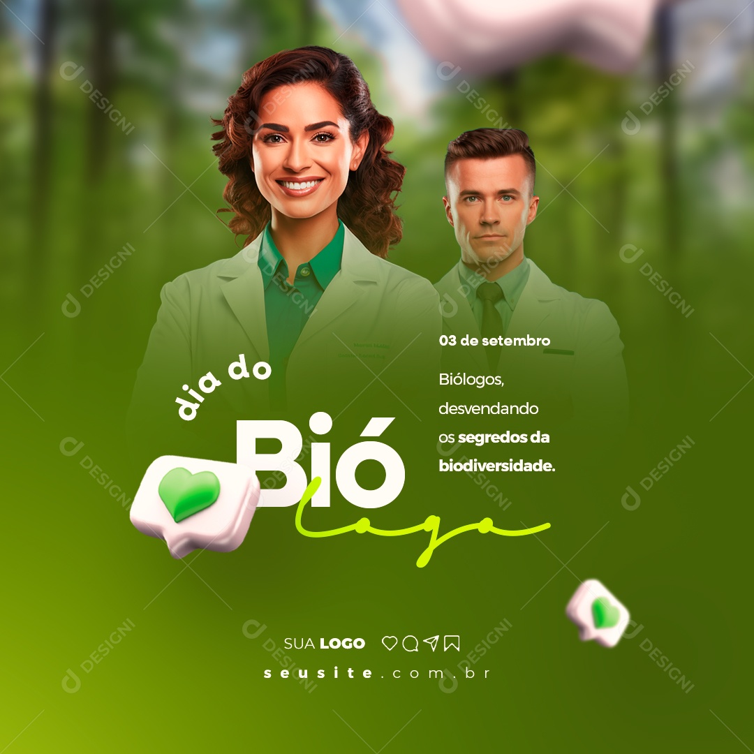 Dia Do Biólogo Desvendando os Segredos da Biodiversidade Social Media PSD Editável