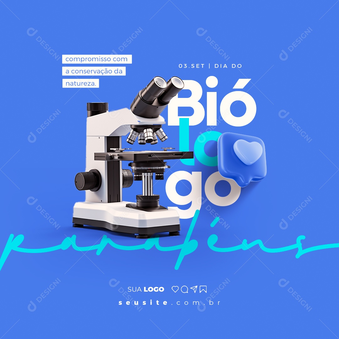 Dia Do Biólogo Parabéns Compromisso com a Conservação da Natureza Social Media PSD Editável