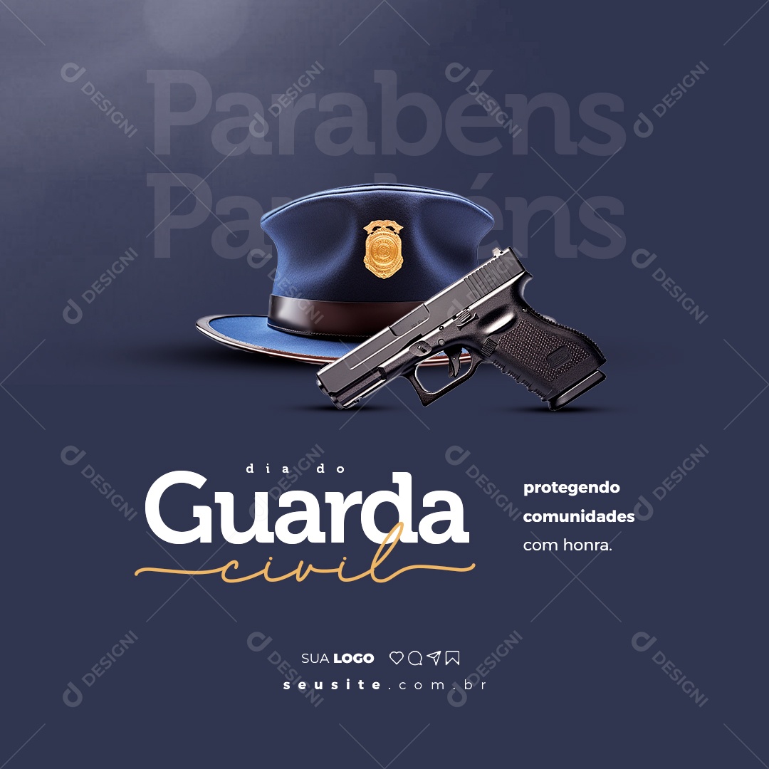 Dia do Guarda Civil Protegendo Comunidades com Honra Social Media PSD Editável