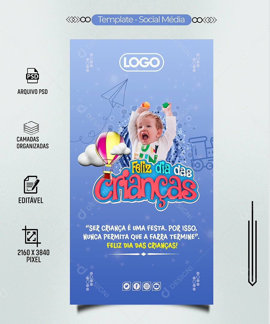 Story Feliz Dia Das Crianças é Uma Festa Social Media PSD Editável
