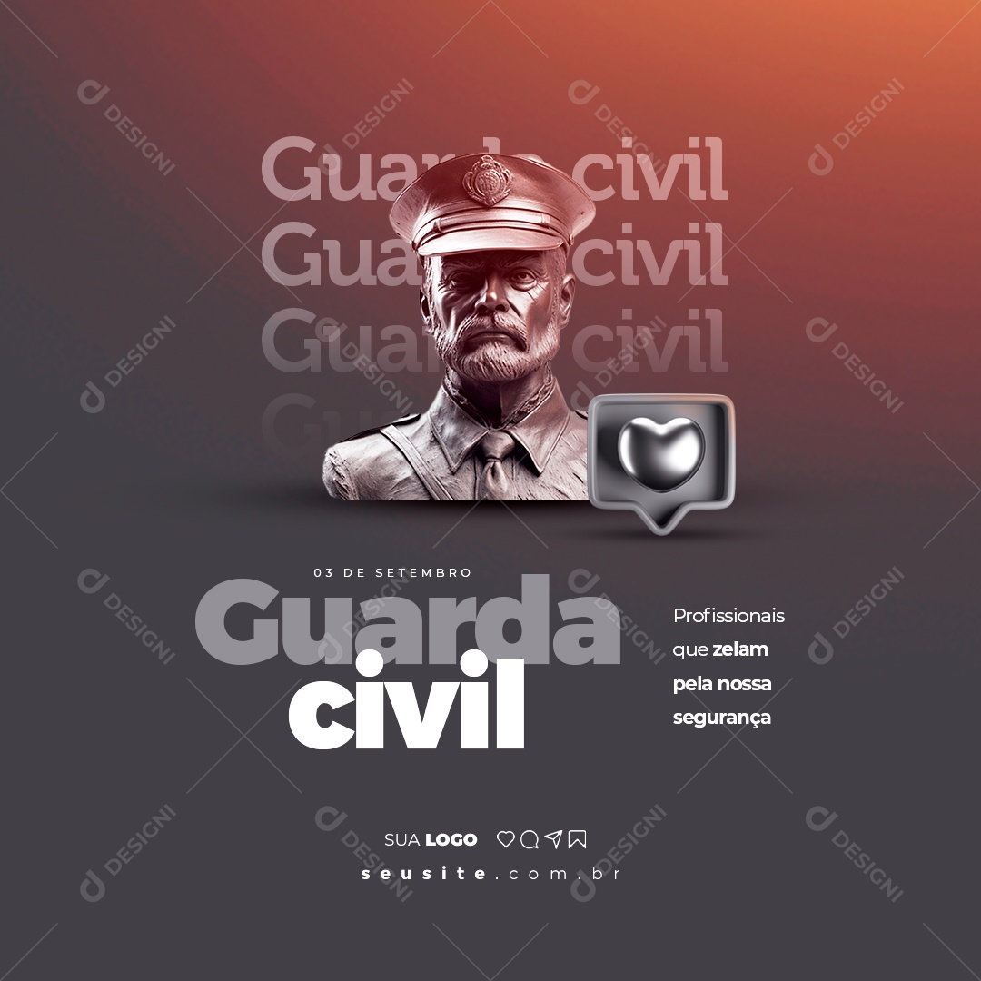 Dia Do Guarda Civil 3 De Setembro Social Media PSD Editável