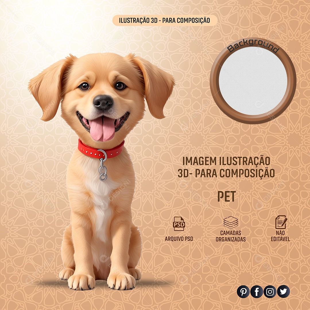 Imagem Ilustração Pet 3D Para Composição PSD