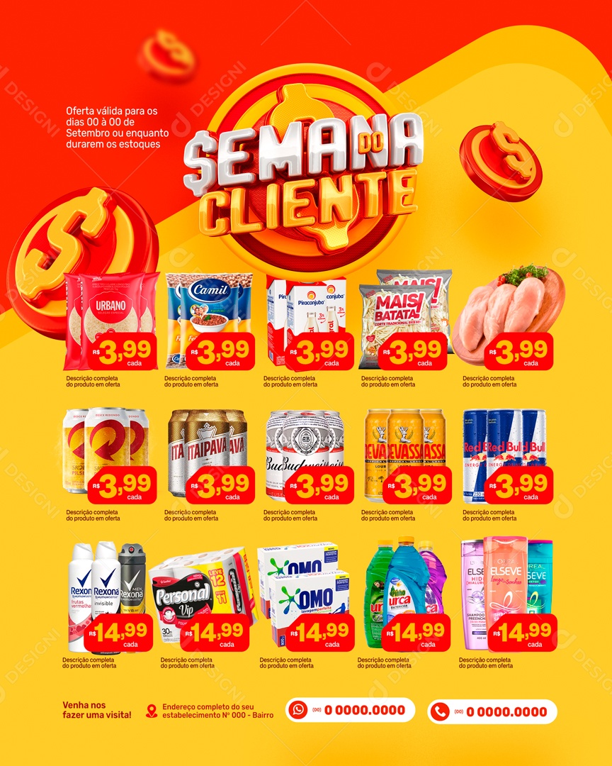 Social Media Encarte Semana Do Cliente Supermercado PSD Editável