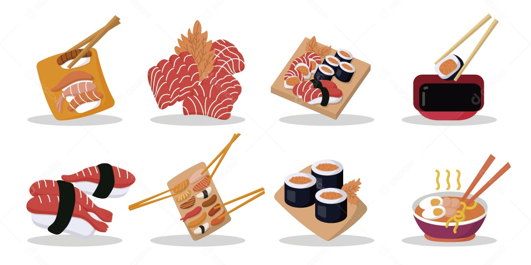 Comida Japonesa Ilustração Vetor EPS