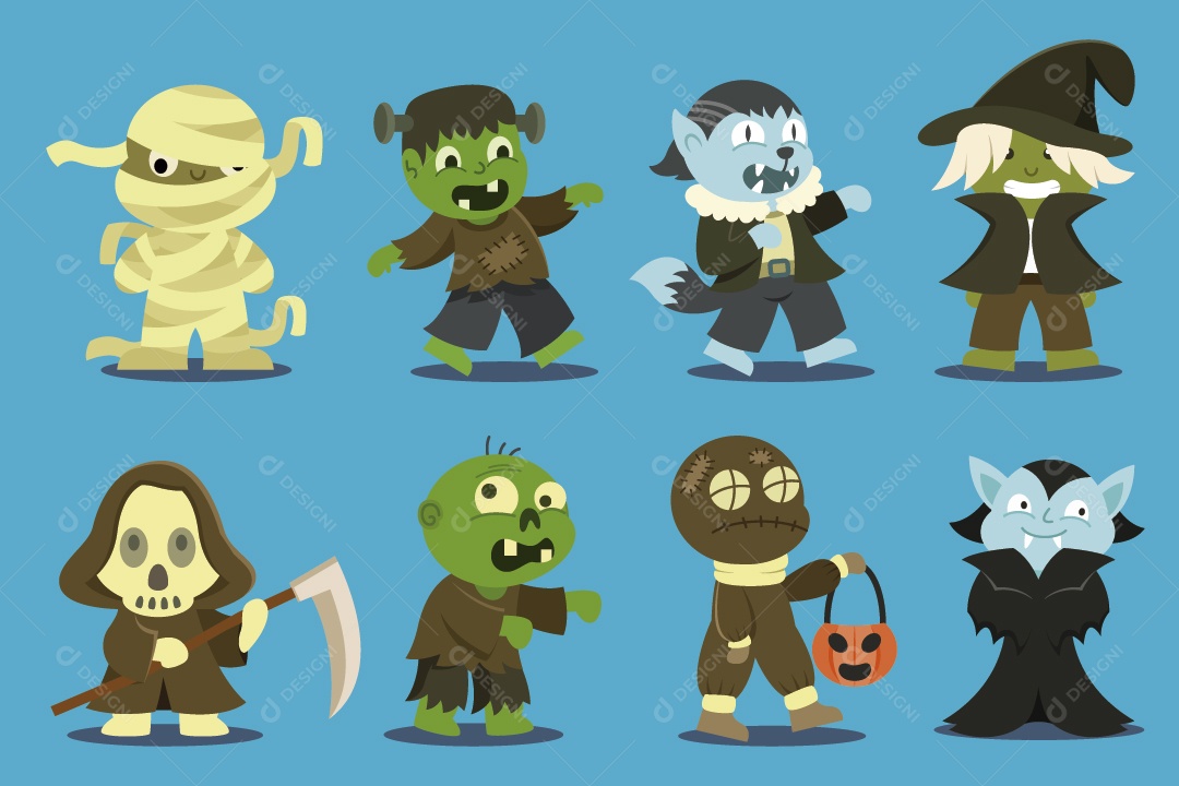 Monstros do Halloween Ilustração Vetor EPS