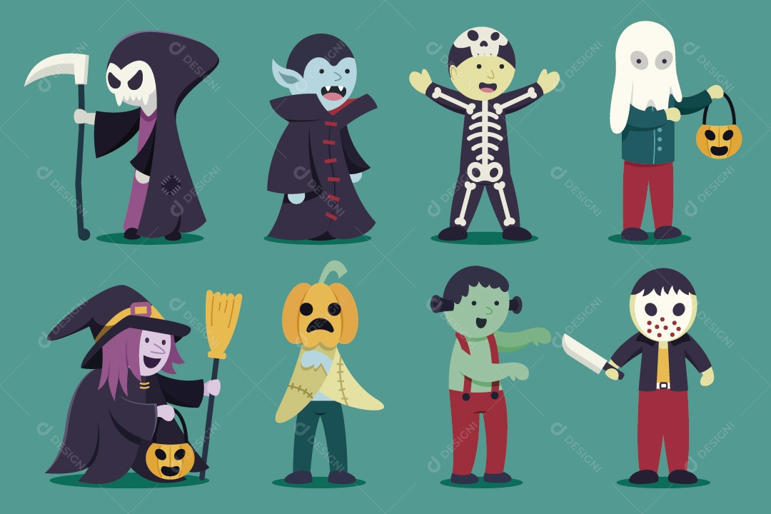 Monstros do Halloween Ilustração Vetor EPS