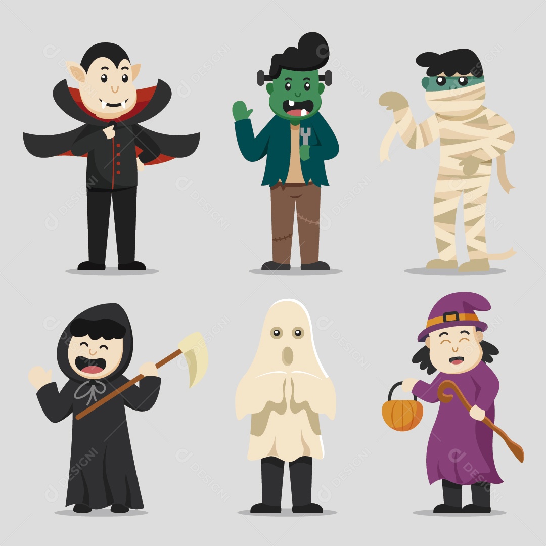 Monstros do Halloween Ilustração Vetor EPS