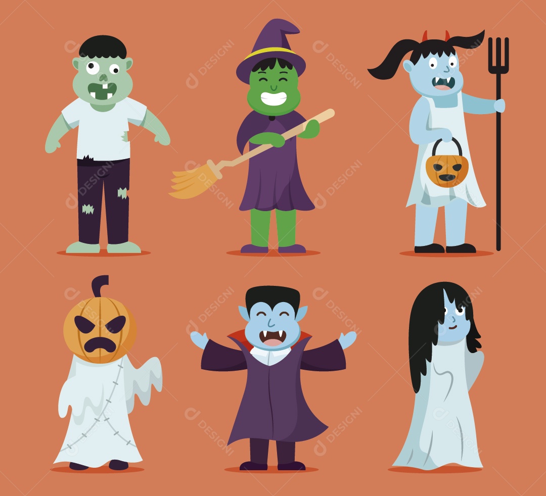 Monstros do Halloween Ilustração Vetor EPS