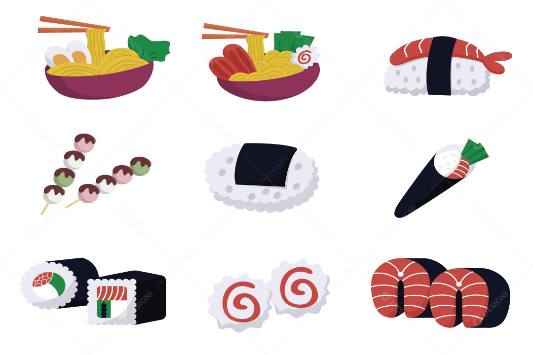 Comida Japonesa Ilustração Vetor EPS