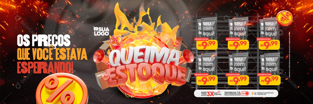 Banner Encarte Queima De Estoque Social Media PSD Editável