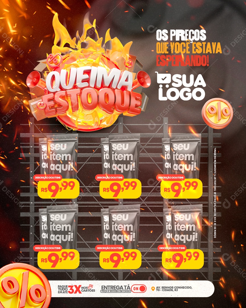 Social Media Encarte Queima De Estoque Preços que Você Estava Esperando PSD Editável